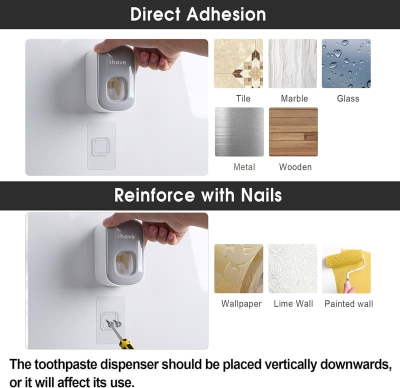 Automatic Wall-Mounted Toothpaste Dispenser (Grey)