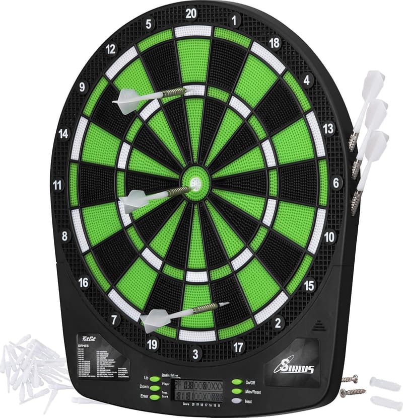 Compact Electronic Dartboard for Fat Cat, 13.5 Inch, Black & Green