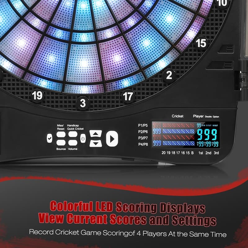 Illuminated Electronic Dart Board Cabinet Set with 48 Games