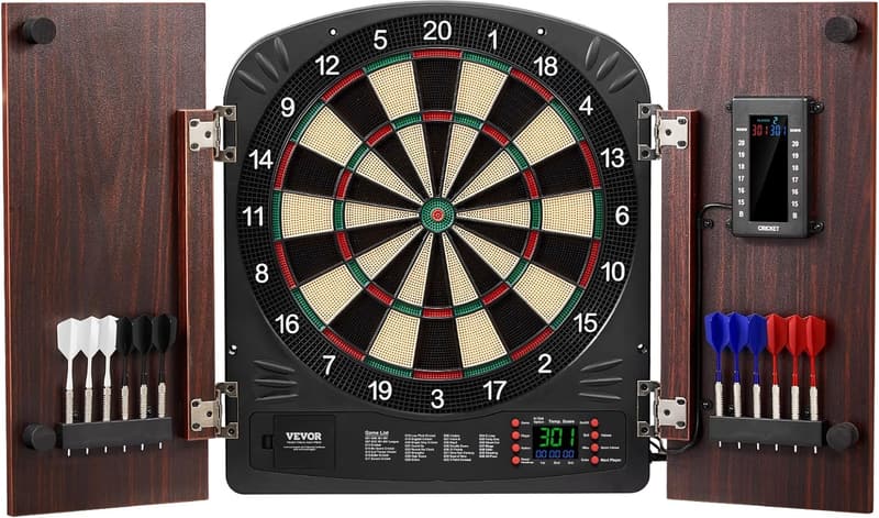 Official Size Dart Board Cabinet Set for Cricket Games