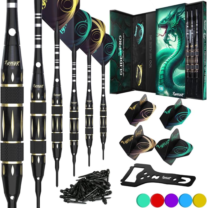 Electronic Dartboard Soft Tip Dart Set - 6/12 Pack with Extras
