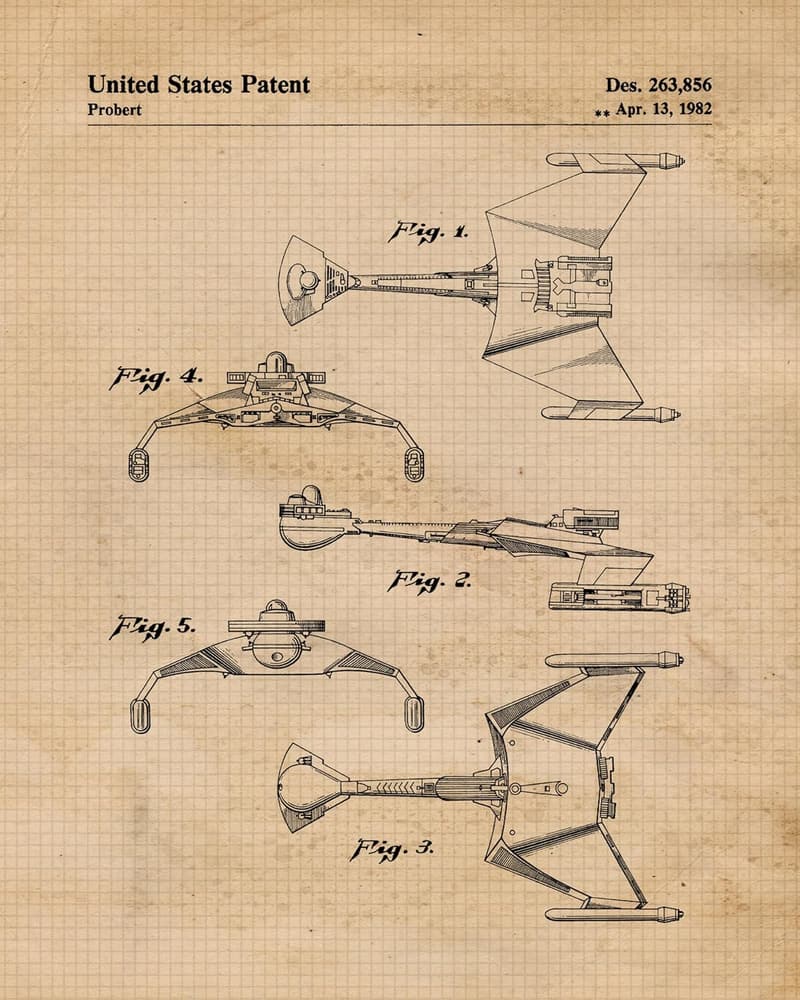 Vintage Star Space Vessels Patent Prints - Unframed Wall Art Decor