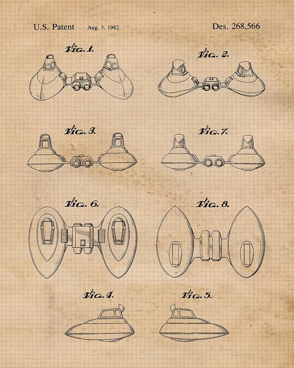 Vintage Star Vessels Patent Prints - Unframed Wall Art for Fans