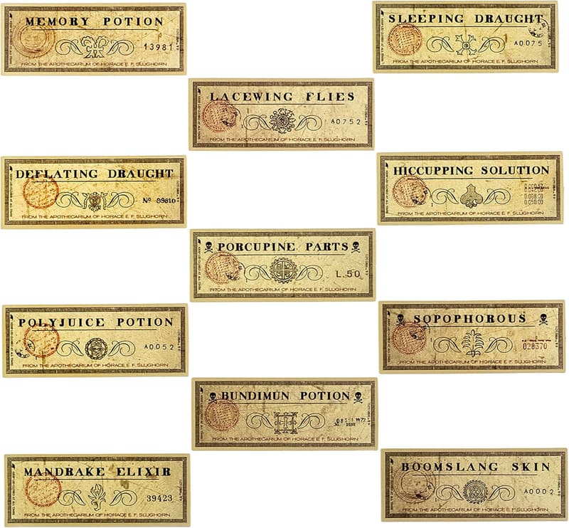 Harry Potter Potions Vinyl Stickers - Set of 50, Waterproof