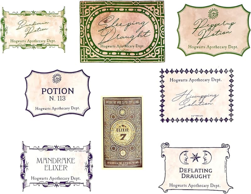 Harry Potter Potions Vinyl Stickers - Set of 50, Waterproof