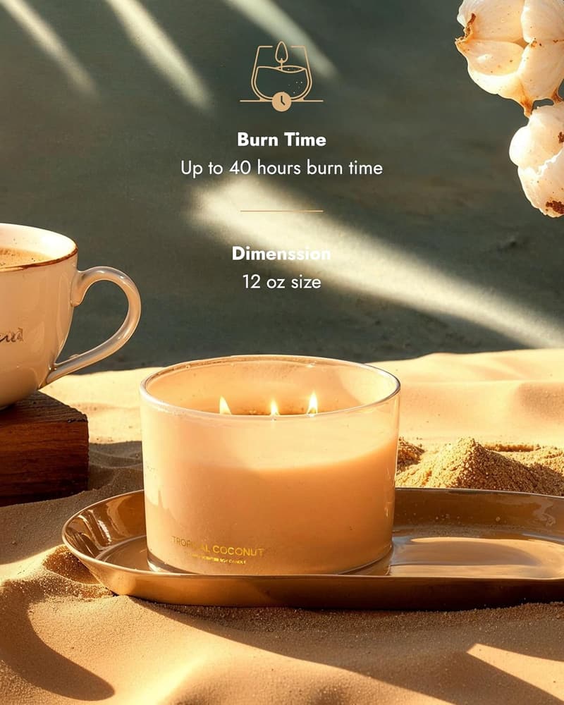 Tropical Beach Scented Candle - Large 3 Wick Soy Jar, 50 Hrs