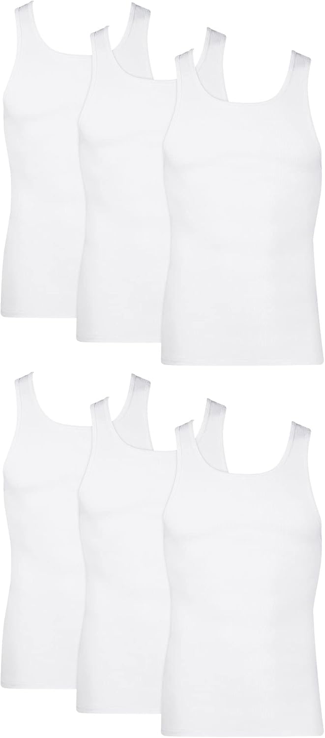 Lightweight Cotton Moisture-Wicking Tank Undershirts - Men’s Multi-Pack