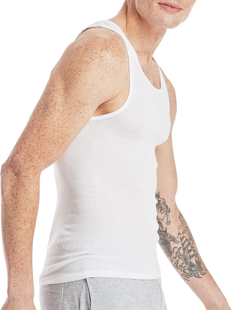 Lightweight Cotton Moisture-Wicking Tank Undershirts - Men’s Multi-Pack