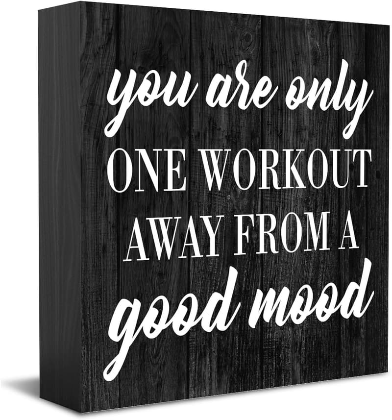 Fitness Motivation Wooden Box Sign for Home Gym Decor
