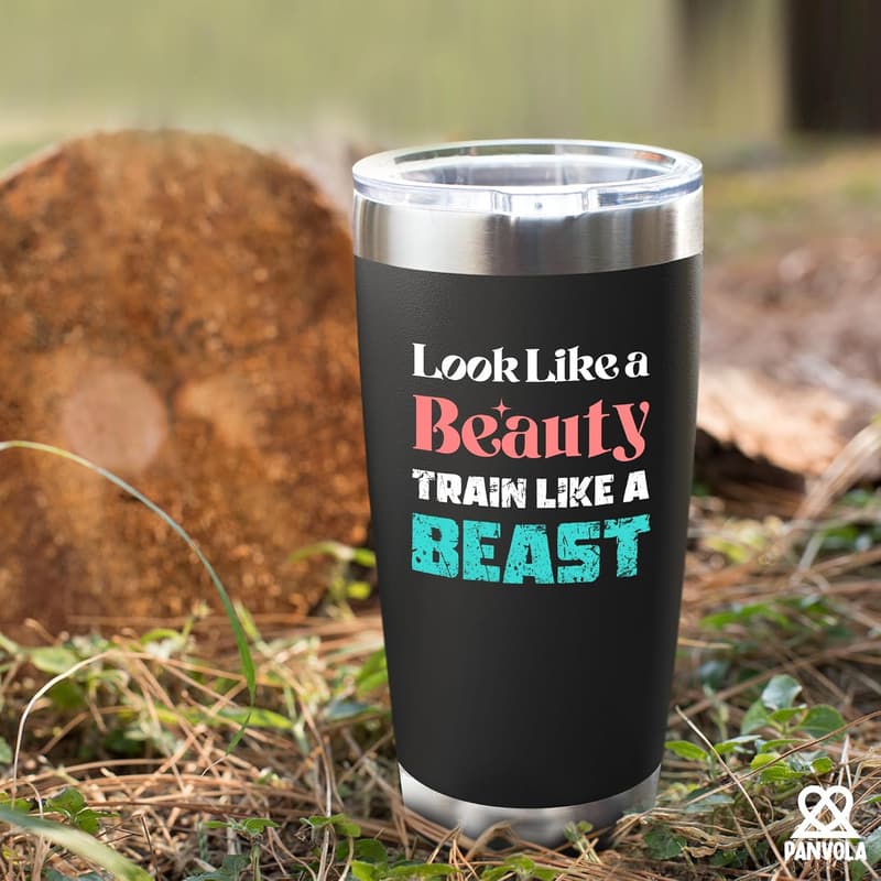 Gym Gifts for Women: 20 oz Black Insulated Tumbler with Straw