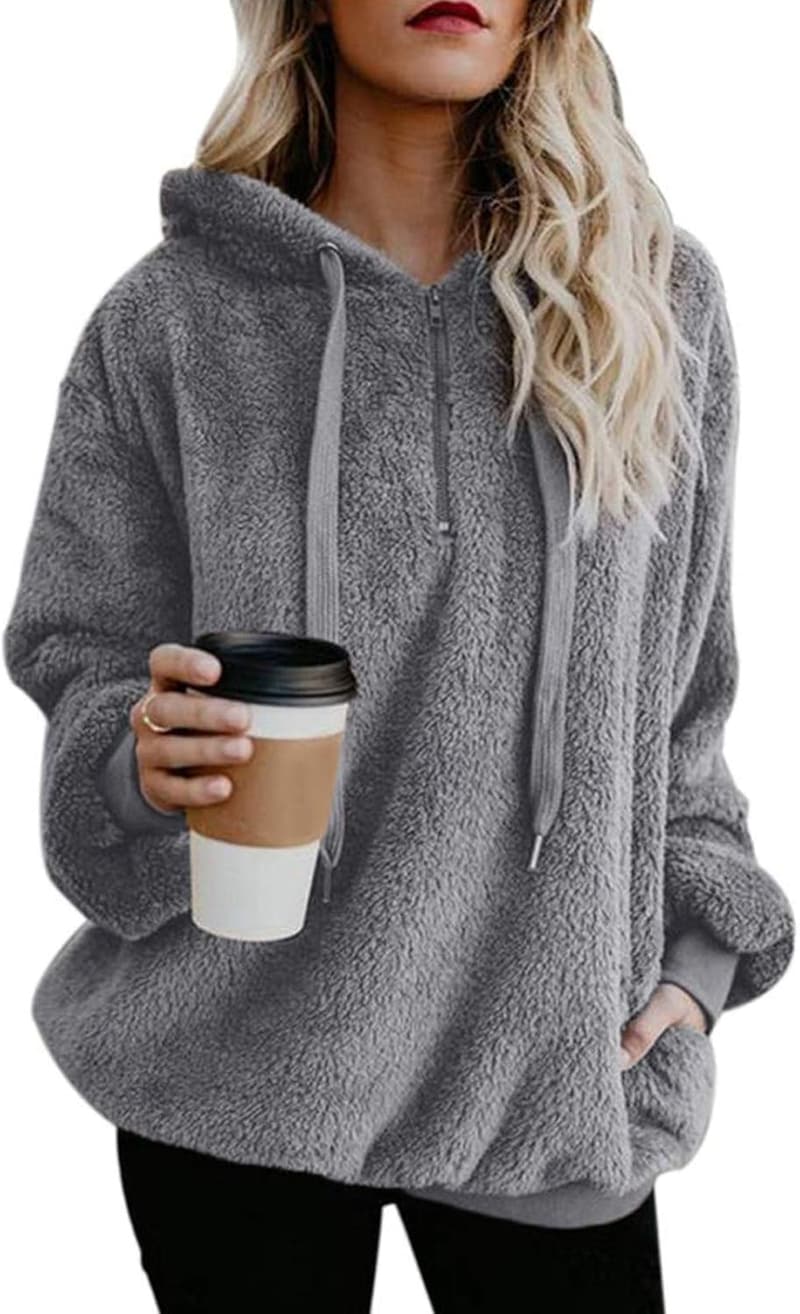 Cozy Fleece Hoodie for Women with Oversized Pockets