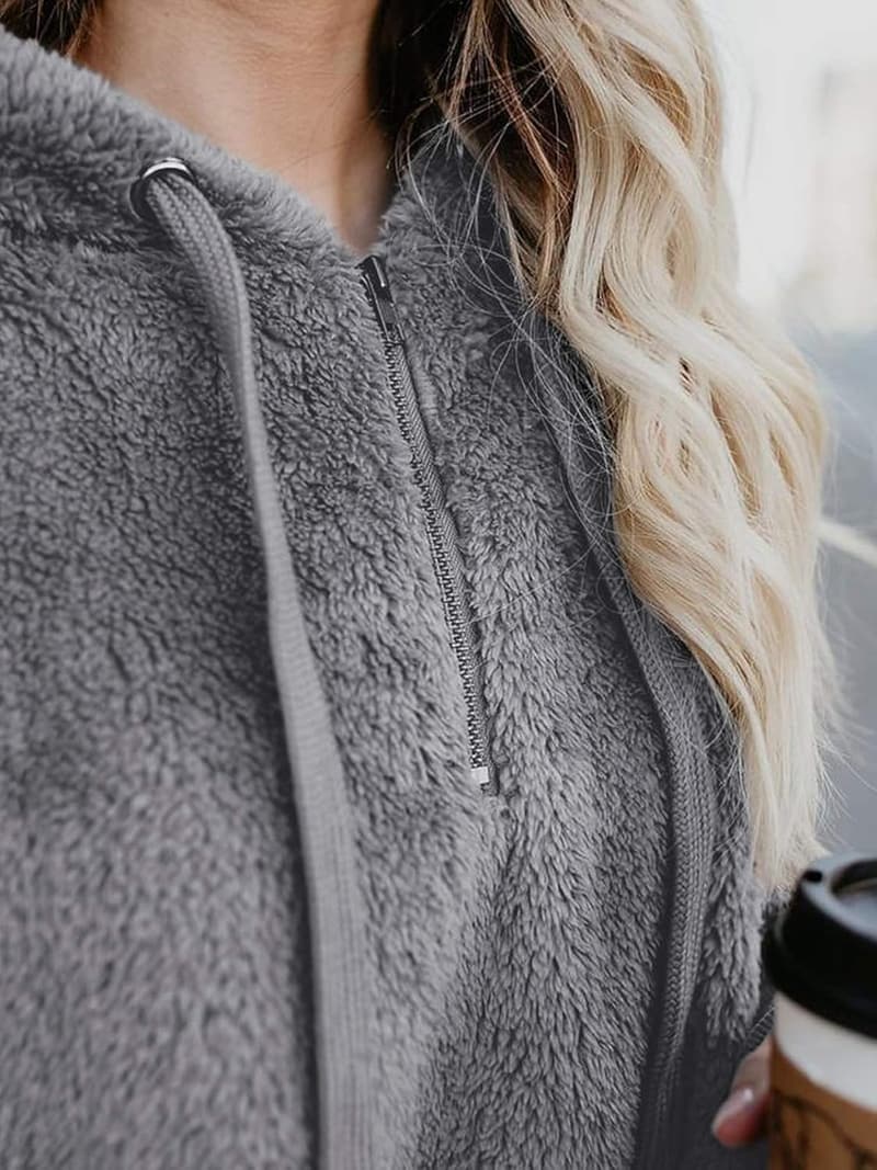Cozy Fleece Hoodie for Women with Oversized Pockets