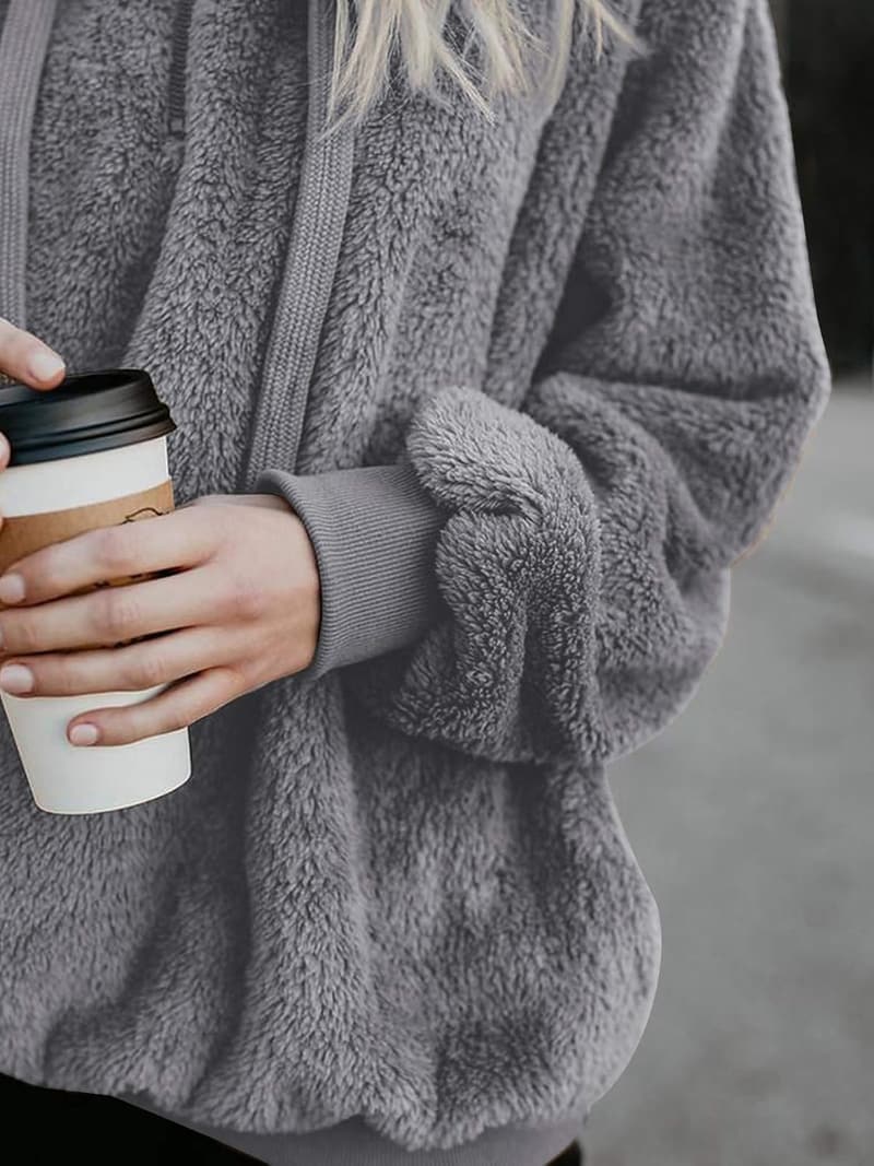 Cozy Fleece Hoodie for Women with Oversized Pockets