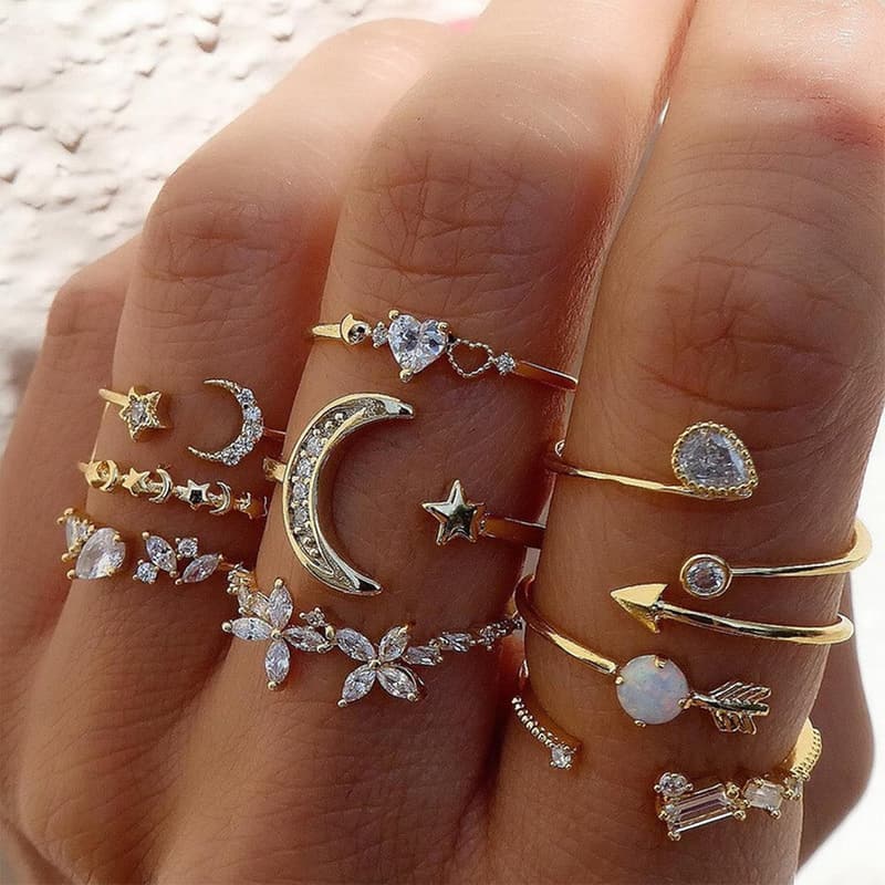 Gold Stackable Ring Set for Women - Trendy Birthday/Mother's Day Gifts