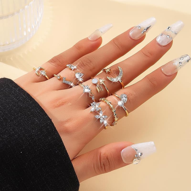 Gold Stackable Ring Set for Women - Trendy Birthday/Mother's Day Gifts