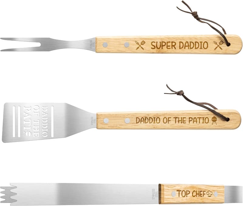 Father's Day Stainless Steel Grill Tool Set - 3-Piece BBQ Kit