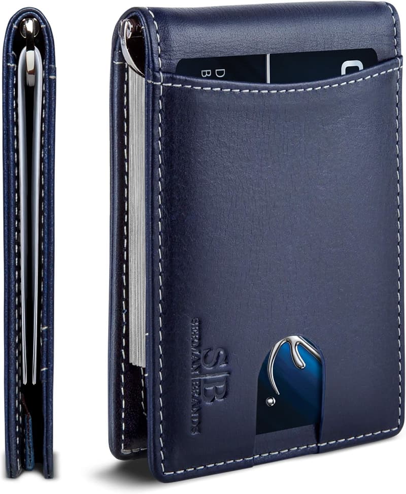 Minimalist Genuine Leather RFID Wallet for Men with Money Clip