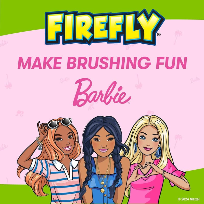 Firefly Antibacterial Barbie Toothbrush for Kids, Soft Bristles