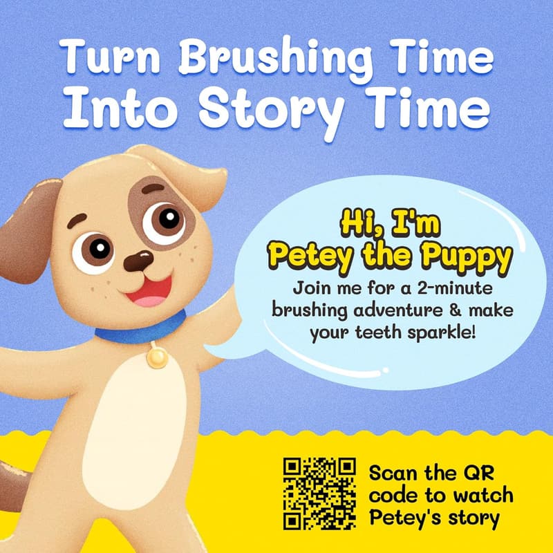 Puppy Design Soft Bristle Toothbrush for Kids 2+