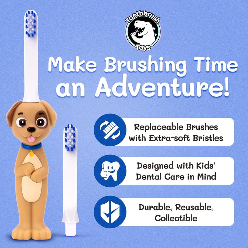 Puppy Design Soft Bristle Toothbrush for Kids 2+
