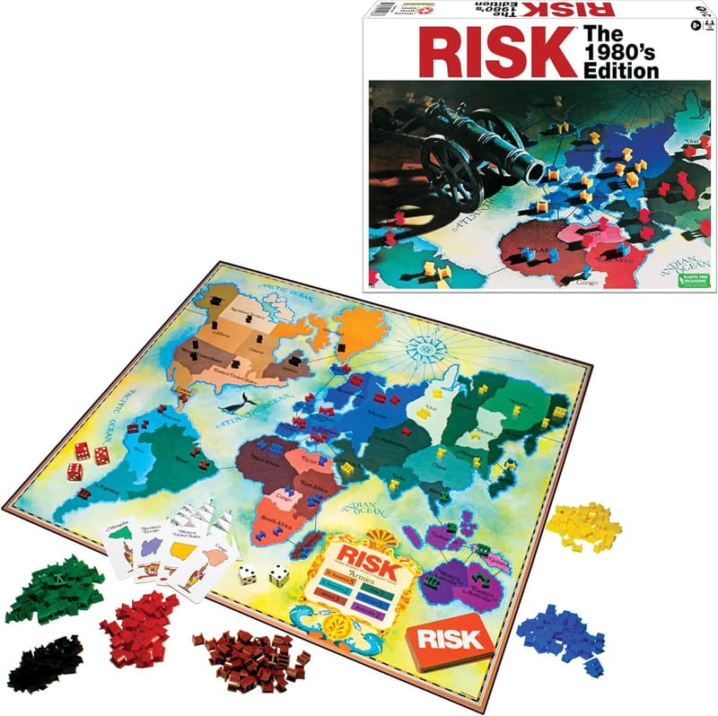 1980's Edition Risk Board Game - World Domination Strategy for 2-6 Players