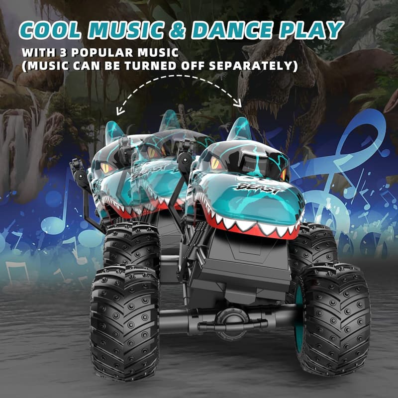 Remote Control Dinosaur Monster Truck for Boys, 1:20 Scale