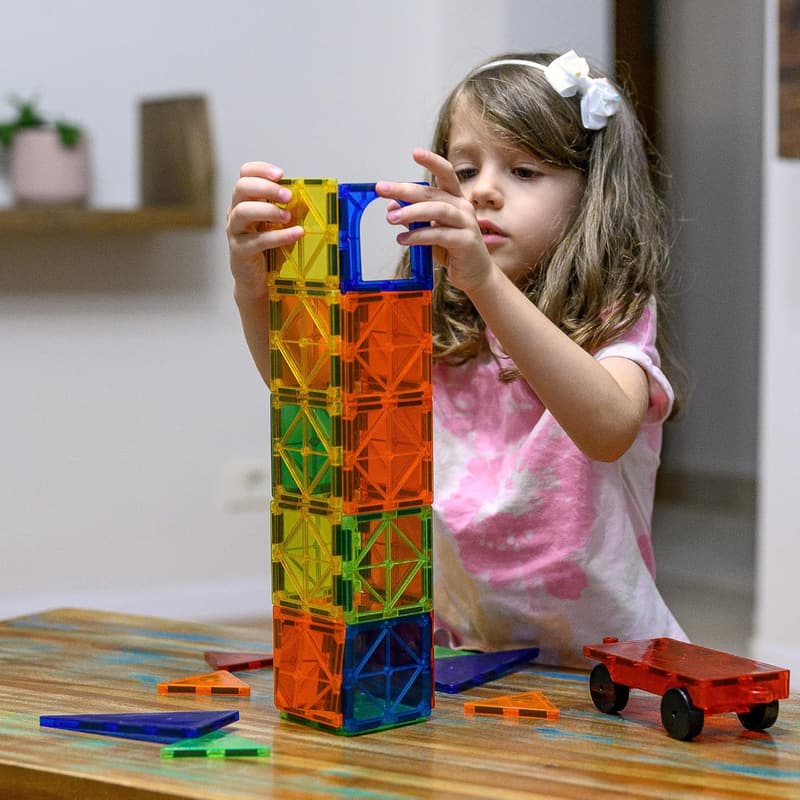 STEM Magnetic Building Tiles & Car Set for Kids Aged 3-8