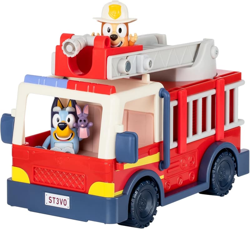 Bluey Firetruck Toy with Firefighter Figures for Kids 3+