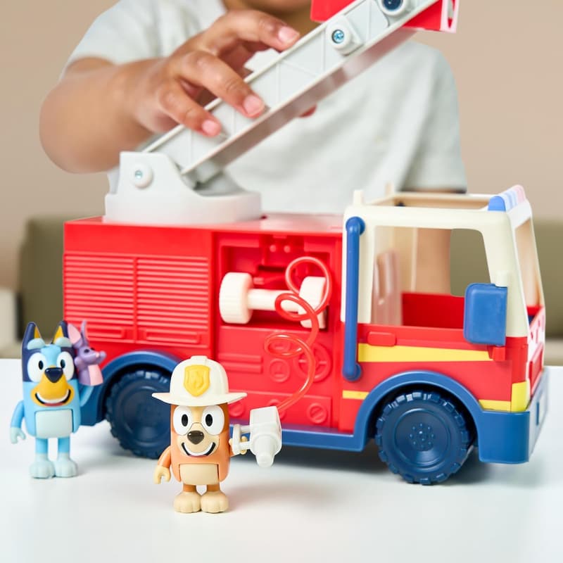 Bluey Firetruck Toy with Firefighter Figures for Kids 3+