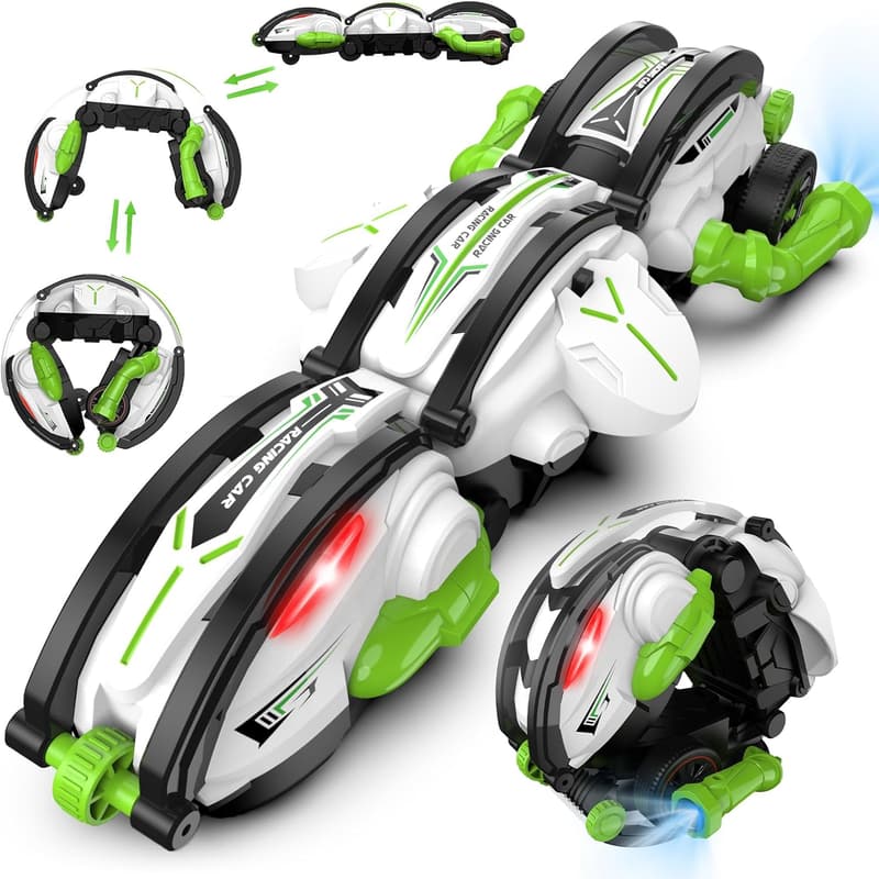 360° Rolling RC Stunt Snake Car with LED Lights for Kids