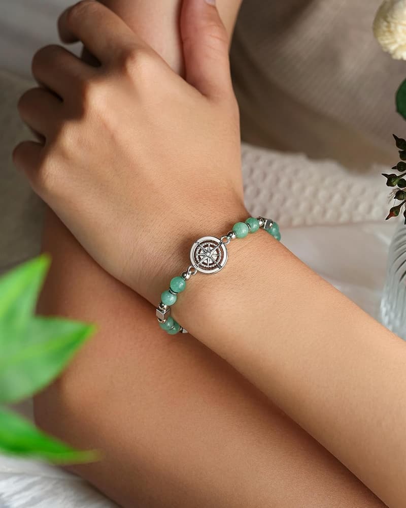 Amazonite Compass Bracelet for Women Travelers