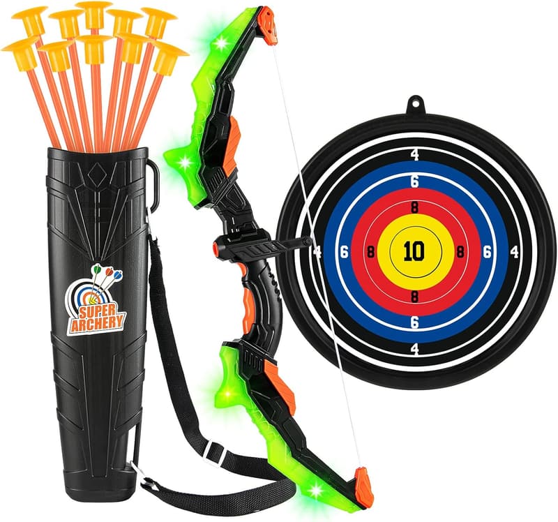 Kids Bow and Arrow Set with LED Lights & Suction Cup Arrows