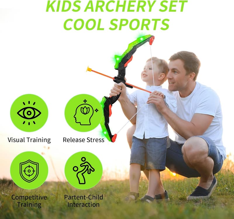 Kids Bow and Arrow Set with LED Lights & Suction Cup Arrows