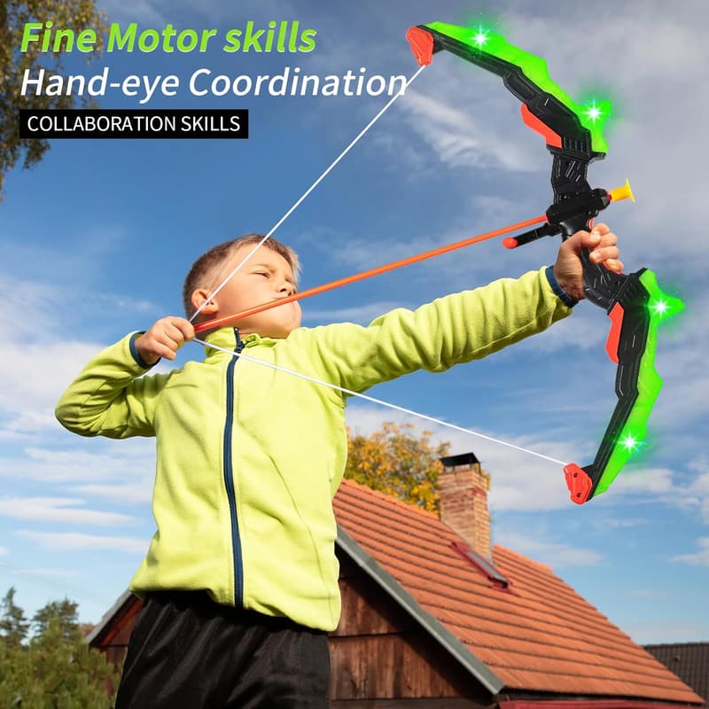 Kids Bow and Arrow Set with LED Lights & Suction Cup Arrows