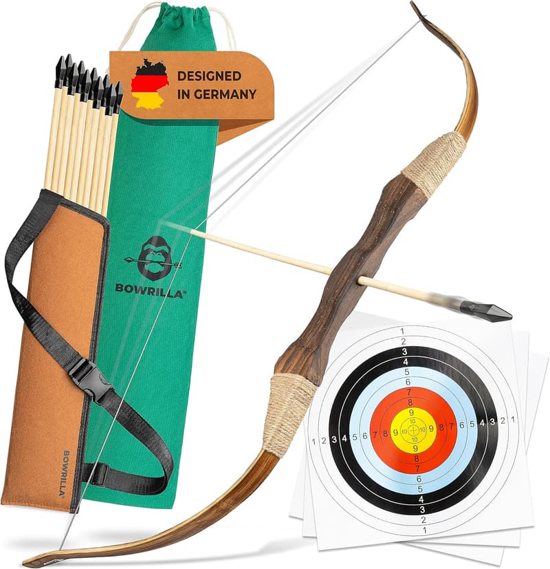 Kids Wooden Bow and Arrow Set with Quiver, Targets & Bag