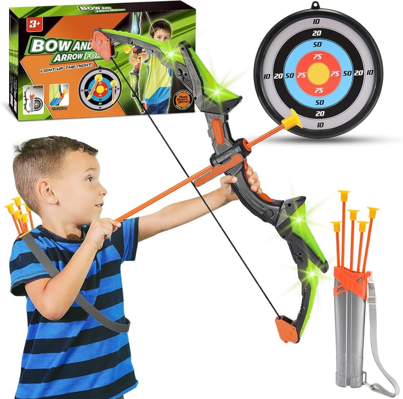 Outdoor LED Bow & Arrow Set - STEM Toy for Kids Ages 4-12