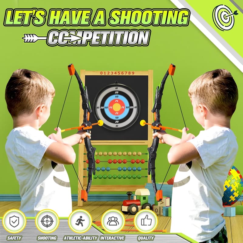 Outdoor LED Bow & Arrow Set - STEM Toy for Kids Ages 4-12