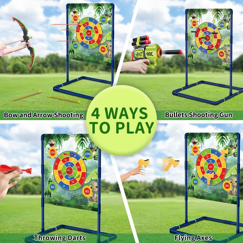 Kids' LED Bow and Arrow Set with Dinosaur Target & Quiver