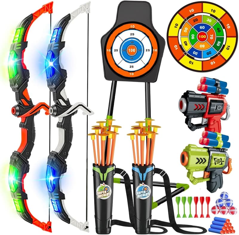 Light Up Bow and Arrow Toy Set with Target for Kids
