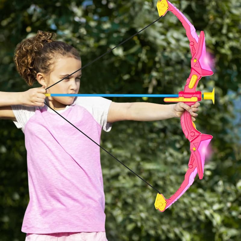 Kids Light Up Bow and Arrow Set with Foam Dart Guns - 2 Pack