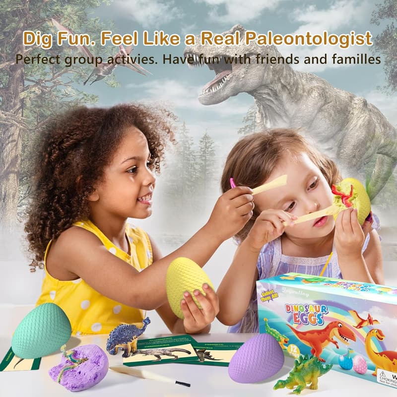 Dinosaur Fossil Egg Excavation Kit - STEM Toy for Ages 5-13