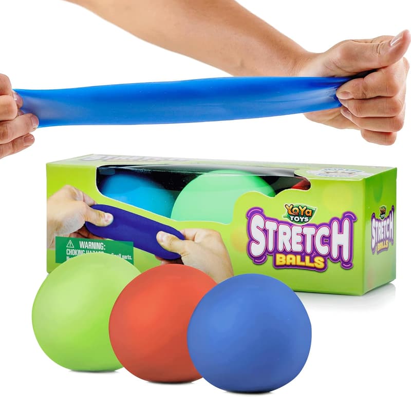 Stress Relief Elastic Sensory Balls - Set of 3 for Kids & Adults