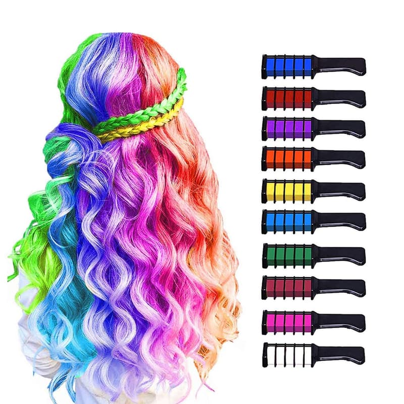 Hair Chalk Makeup Kit for Kids - 10 Colors Temporary Dye