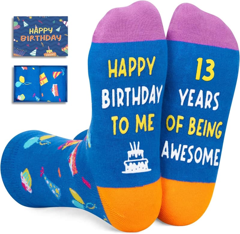 13th Birthday Gift Socks for Teen Boys and Girls