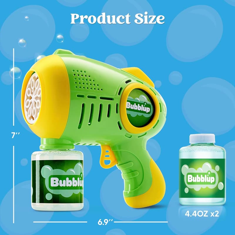 Light Up Bubble Gun Set for Kids - 2 Pack with Refill Solution