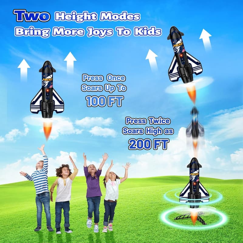 Motorized Rocket Toy with Parachute & LED Light for Kids