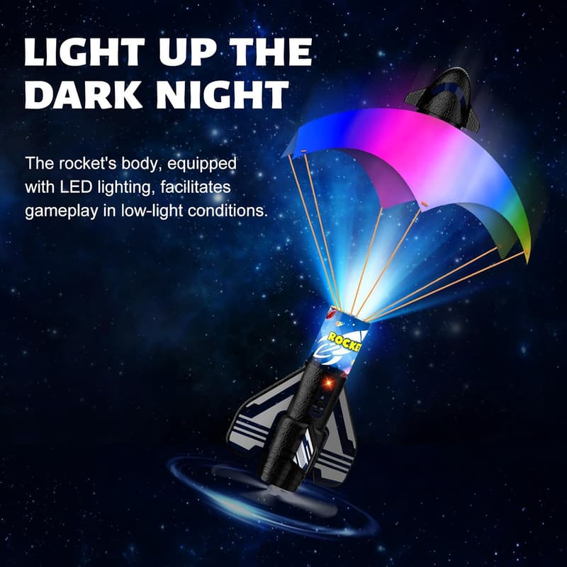 Motorized Rocket Toy with Parachute & LED Light for Kids