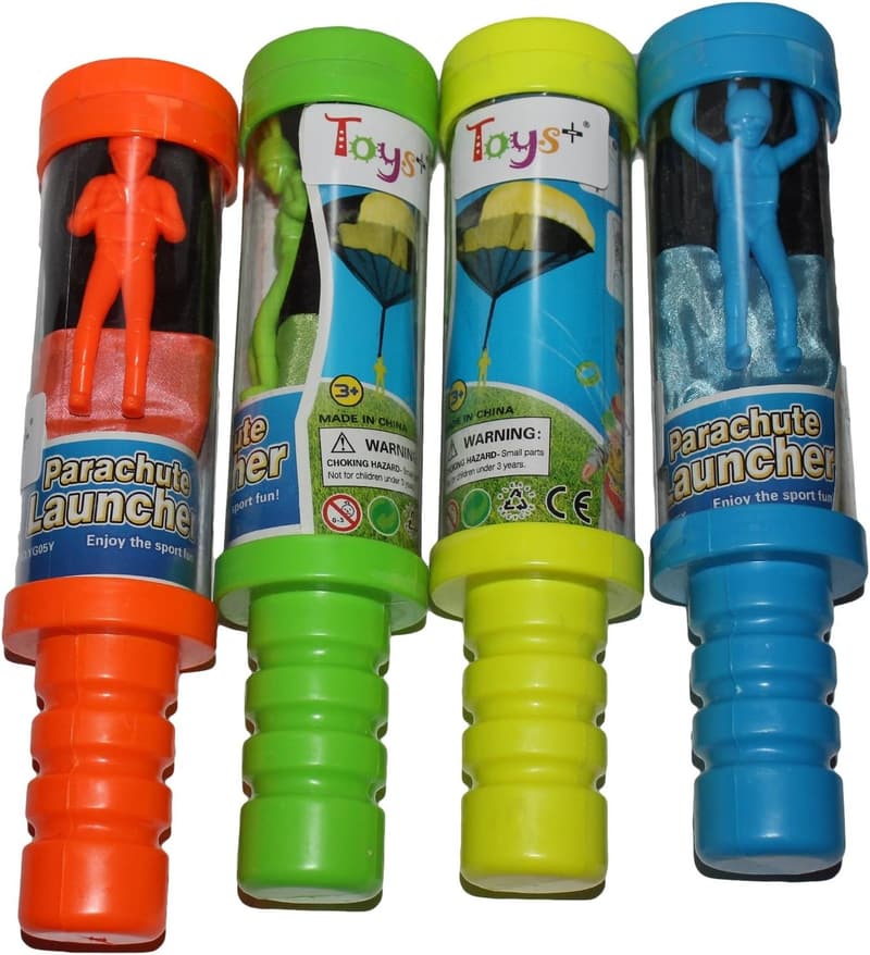 Parachute Skydiver Toy with Launcher - Tangle-Free Design