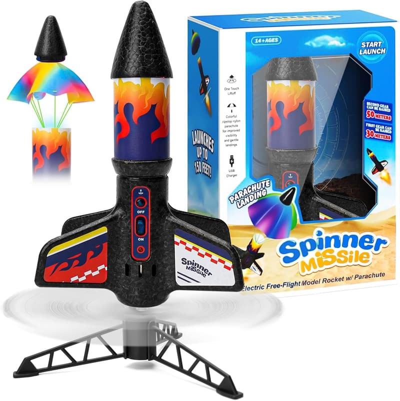 Motorized Air Rocket Toy with Parachute – Outdoor Gift for Kids (Ages 8-13)