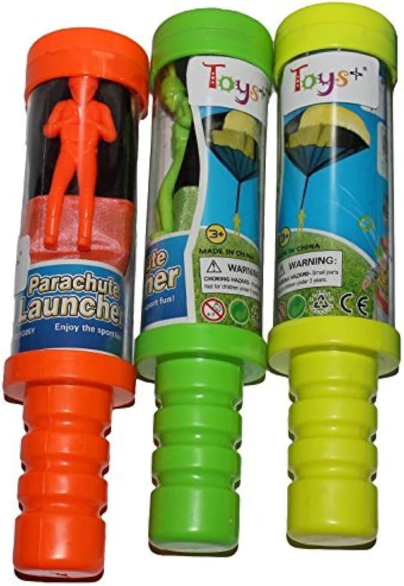 Skydiver Parachute Men Toy Set with Launcher - 3 Pieces